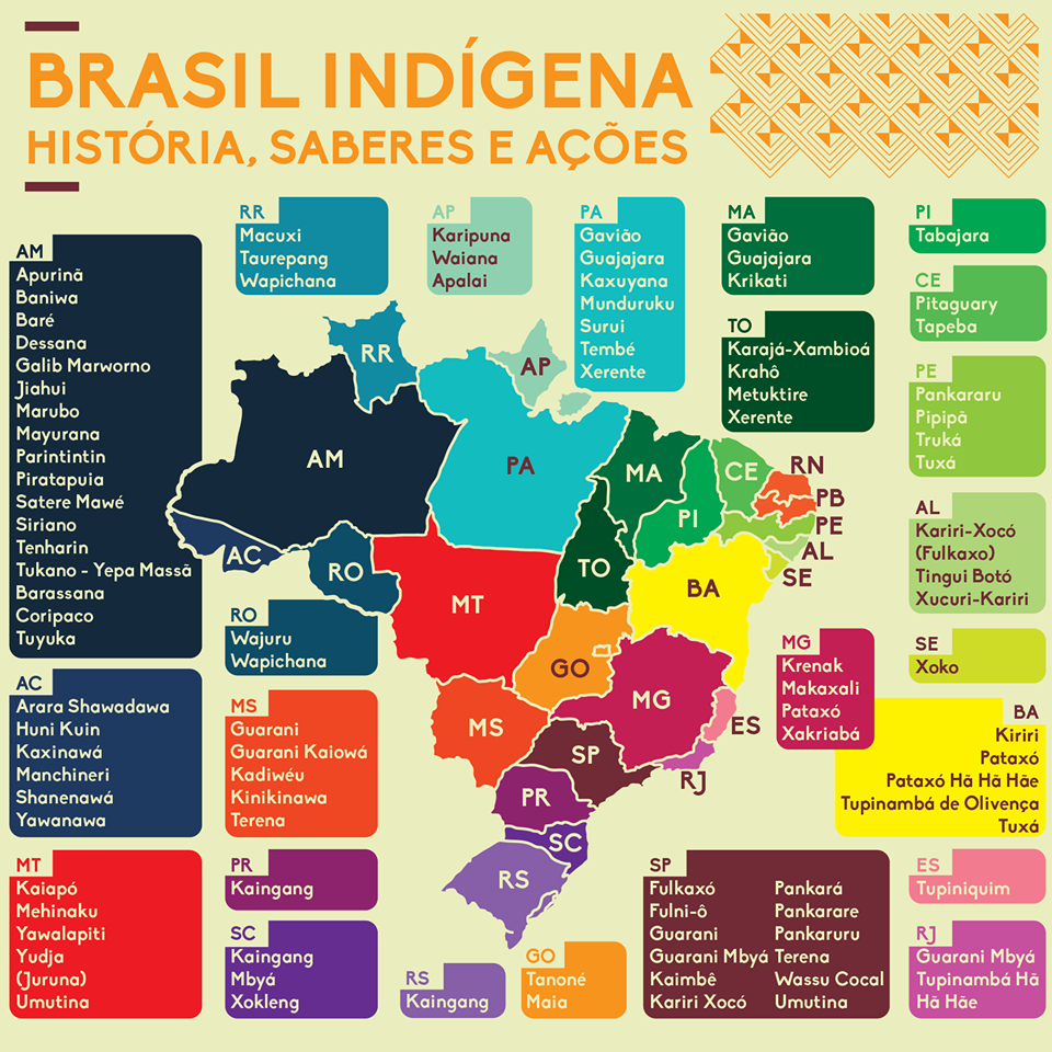 Mapa das etnias Indígenas no Brasil